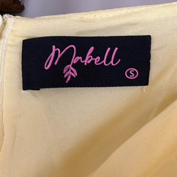 Vintage MABELL NWOT Yellow Puff Sleeves Mini Dress Cutout Gathered Ruched Spring - Picture 5 of 14